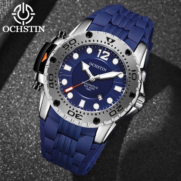 

brand luxury watches classic fashion watch designer watch ochstin augusten luminous waterproof men's outdoor sports tape, Slivery;brown