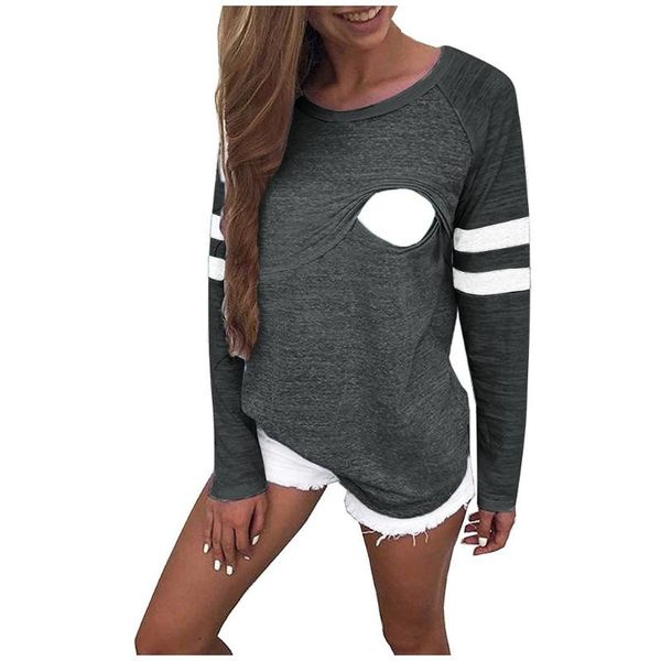 

maternity & tees pregnancy women long sleeve nursing patchwork color breastfeeding blouse blusas de embarazadas, White