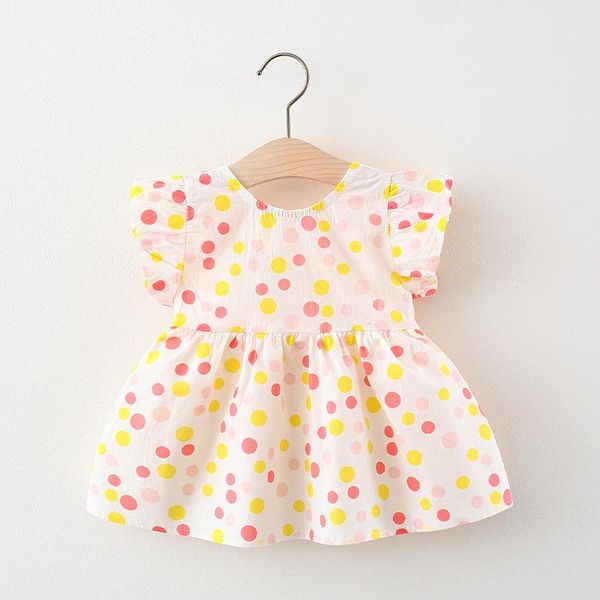 

2021summer baby girls polka dot printed dress girl's dresses, Red;yellow