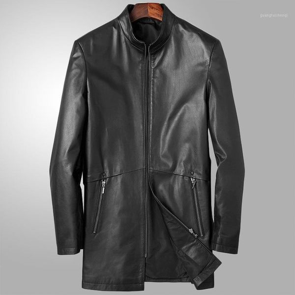 

men's leather & faux autumn winter coat korean jackets genuine jacket men clothes, Black