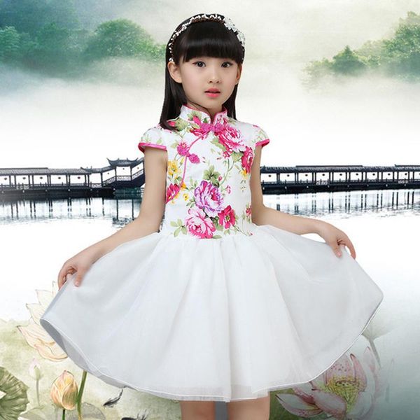 

girl's dresses rlyaeiz fashion printed girls vestidos 2021 summer short sleeve mesh patchwork baby dress princess girl clothes, Red;yellow