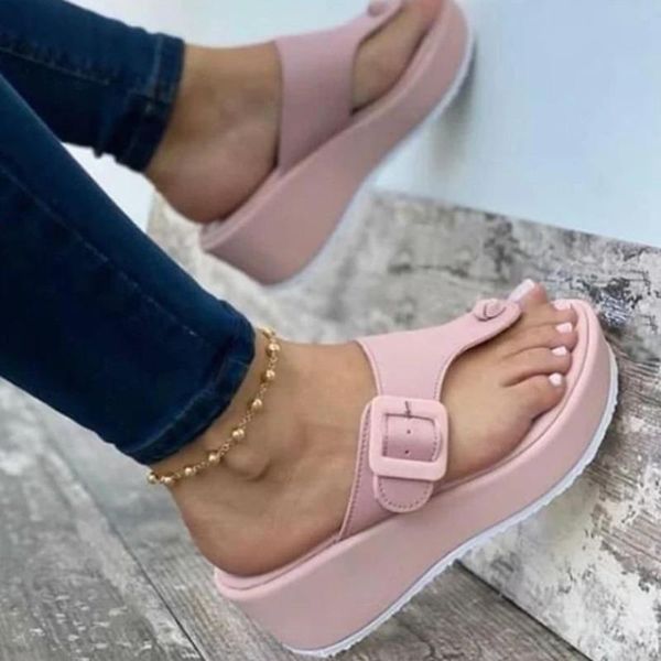 

women beach platform slippers pu leather sandals ladies outdoor summer thick bottom slides wholesale 2021 shoes, Black
