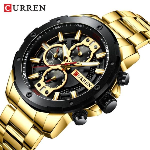 

wristwatches sporty watches men curren fashion quartz watch with stainless steel casual business wristwatch male clock relojes, Slivery;brown
