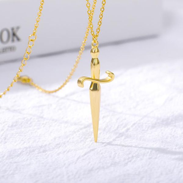 

pendant necklaces special knight sword necklace for men gold stainless steel fashion chain choker punk style jewelry christmas friend gift, Silver