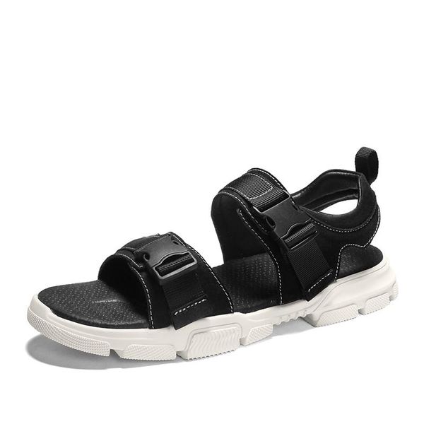 

sandals masculina size outdoor beach sport dress leather shoe 44 samool mens de sandalia plage hombre breathable male flat men, Black