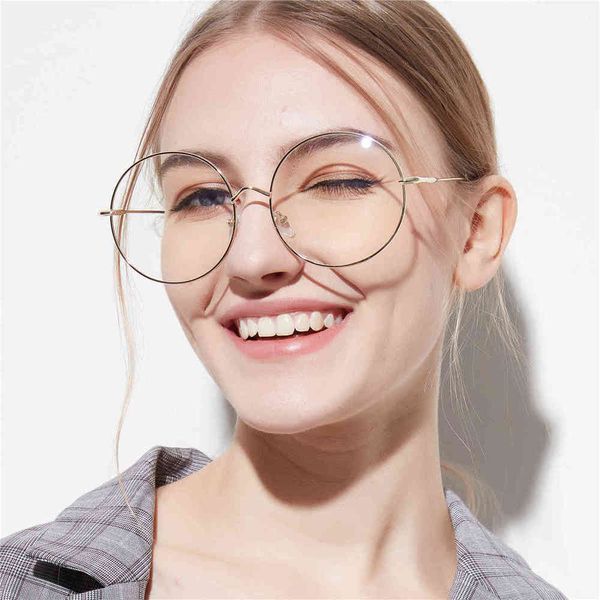 

round metal 19518 frame flat lens women's thin glasses