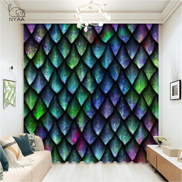 

curtain & drapes dragon scales star for living room rainbow bedroom colorful window treatment ultra-thin micro shading