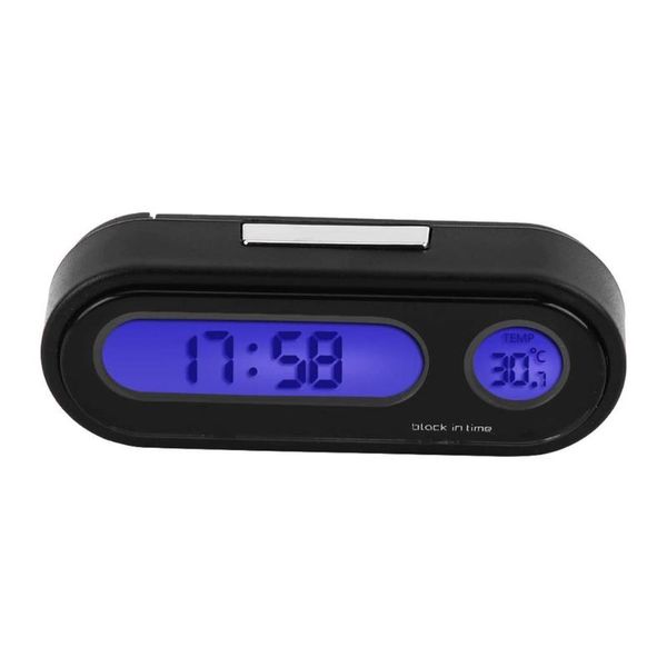 

desk & table clocks 2 in 1 car auto clock calendar lcd digital display screen clip-on blue back light automotive accessories