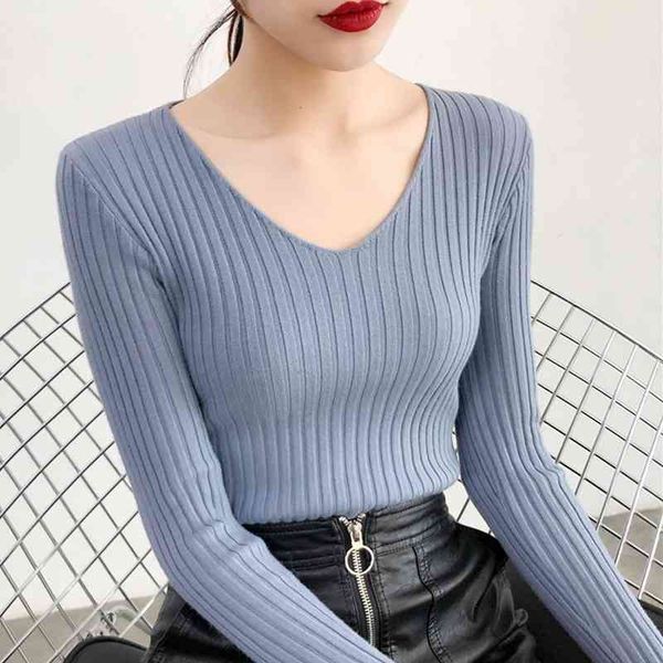 

winter sweater clothes women long sleeve women sweater slim v-neck knitted sweater women pullovers woman sweaters e498 210426, White;black