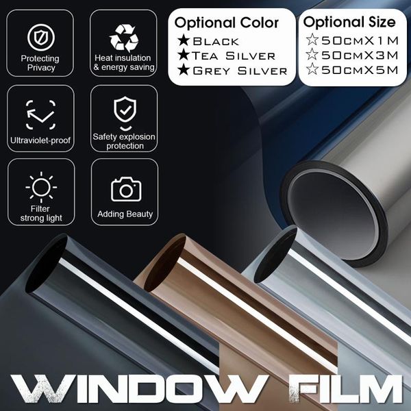

50cm*10m window film one way mirror insulation silver stickers solar reflective anti uv glass tint privacy foil