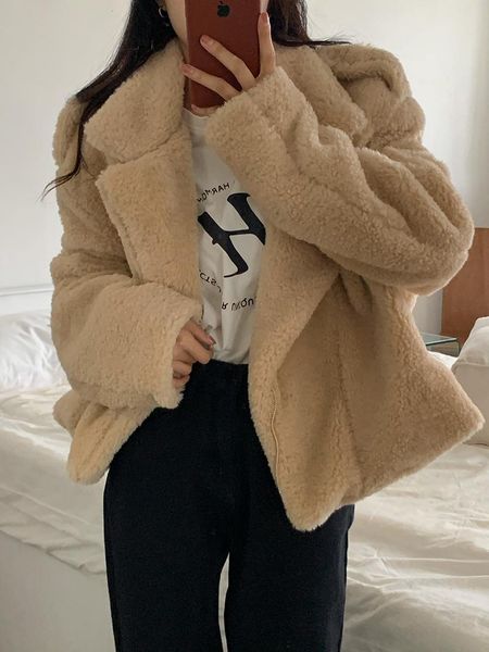 

women's jackets little house girl ~ korean wind resistant warm lamb wool thickened coat, Black;brown