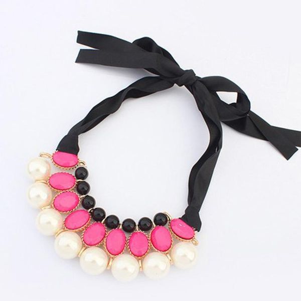 

chains gift wedding party charms ribbon fashion artificial pearl jewelry elegant daily women necklace, Silver
