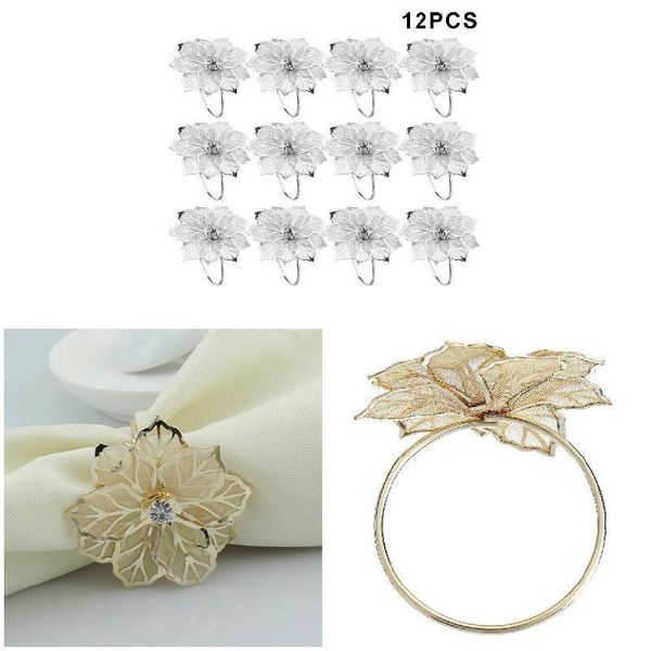 

napkin rings 12 pcs floral metal holder dinner wedding towel ring for party table