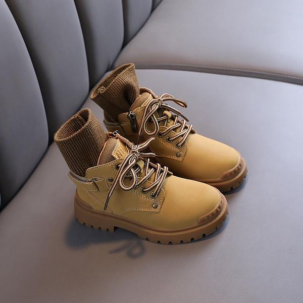 

boots children boys student casual ankle breathable baby toddler genuine leather kids shoes 02c, Black;grey