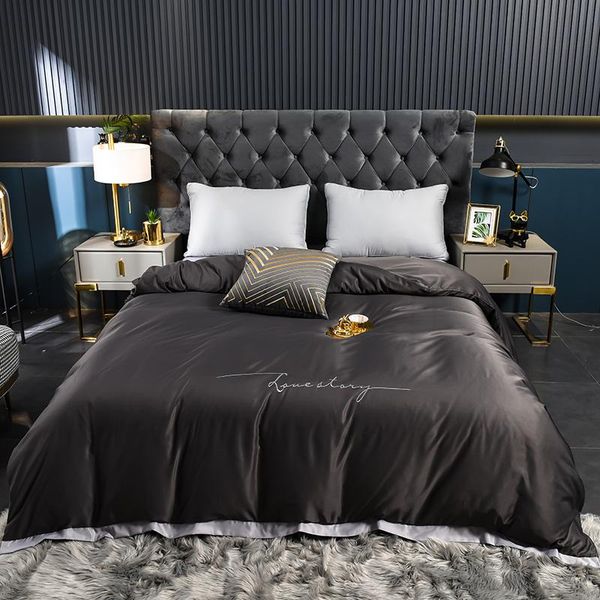 

bedding sets the comfy 3 pieces(1 duvet cover+2 pillowcases) quilt case, soft washed silk set satin bedclothes double  king