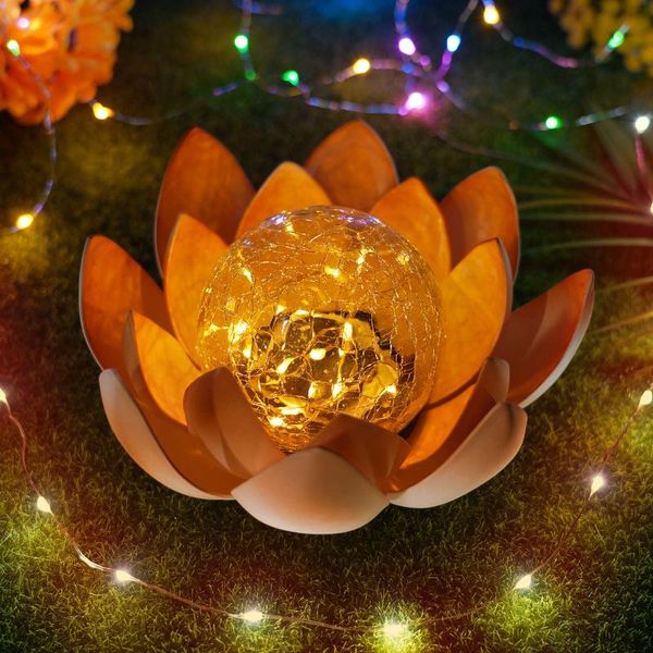 Газонные лампы лотос солнечный свет плавучий цветочный ночной ламп для пруда сад сад открытый декоративный