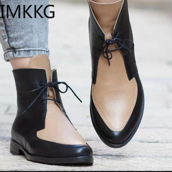 

boots ankle for women 2021 winter ladies low heel with boot pointed toe color matching, Black
