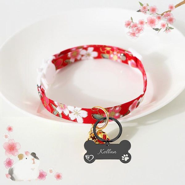 

cat collars & leads kawaii collar with hollow bell personalized custom pendant dog tag anti-lost adjustable japanese style pet supplies