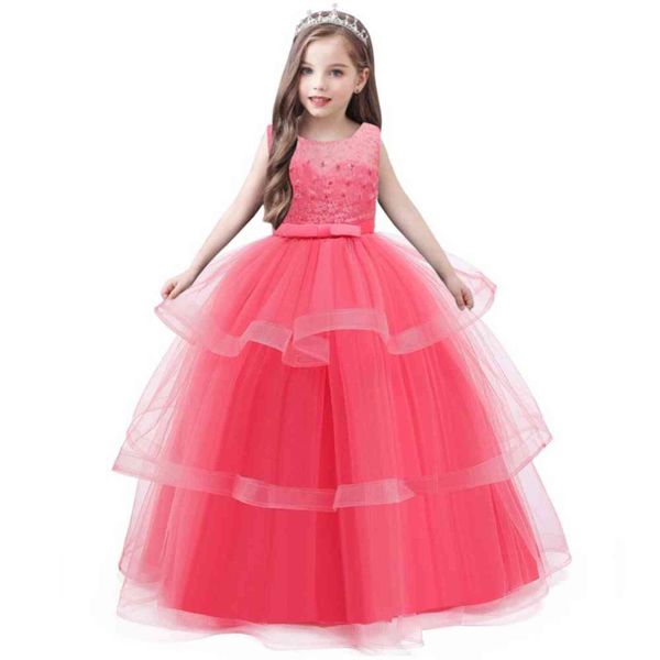 Mädchen Kleid Kinder Elegante Spitze Ärmellose Party Prinzessin Kleid Blumenmädchen Hochzeitskleid Baby Mädchen Kleidung 8 9 10 11 13 14 Jahre G1129