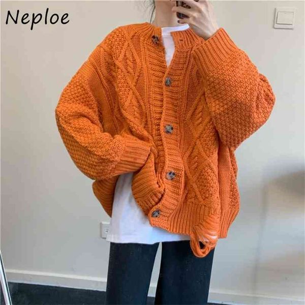 

fresh o-neck knitted sweaters women autumn loose warm femme single breasted chic twist patchwork cardigans 1h001 210422, White;black