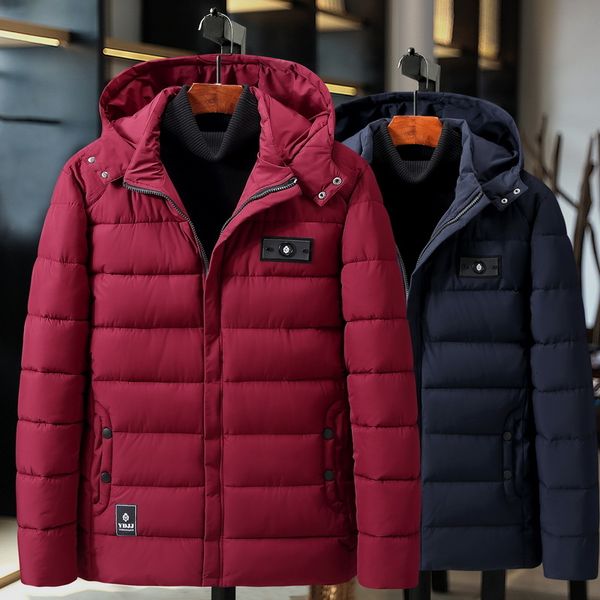 

downs plus size 9xl-4xl thick cotton winter jacket fashion hooded multi-pocket coat warm casual men's clothing, Black