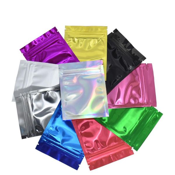 

storage bags 1000pcs 14x20cm smooth aluminum foil mylar bag reusable tear notch pack pouches heat seal zipper tea food