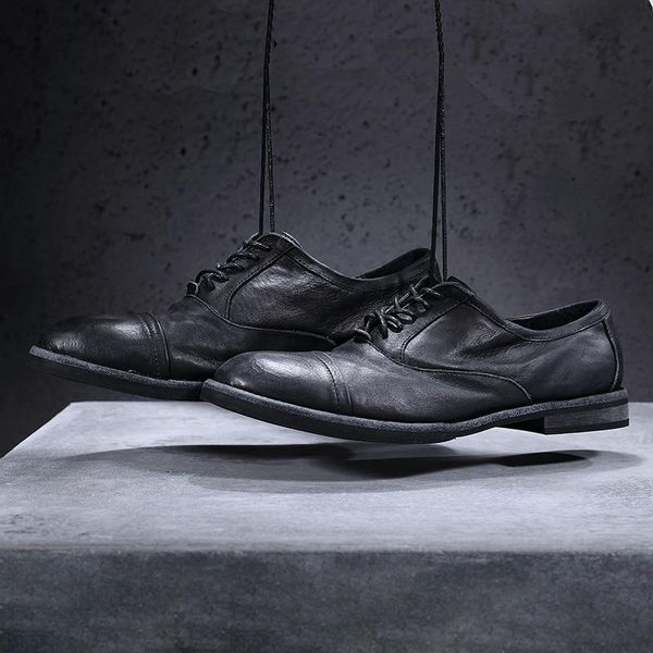 

dress shoes cow vintage business men genuine leather lace up oxfords office work sapato social masculino handmade formal, Black