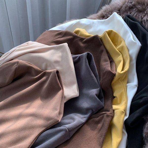 

women's sweaters female basic slim fit soft high neck pullover solid color casual style long sleeve turtleneck for women, White;black