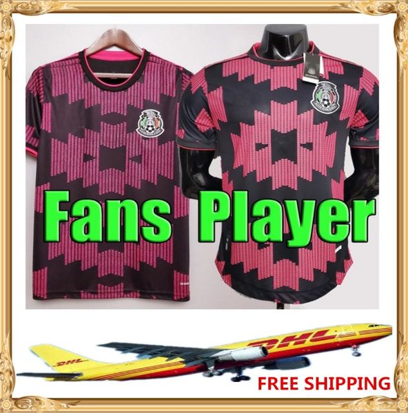 

dhl mexico soccer jerseys copa america camisetas 20 21 fans player version chicharito lozano dos santos 2021 football shirts men, Black;yellow