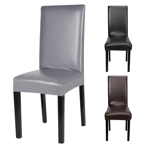 

dining chair covers, solid pu leather waterproof and oilproof stretch cover slipcover for home decorative covers