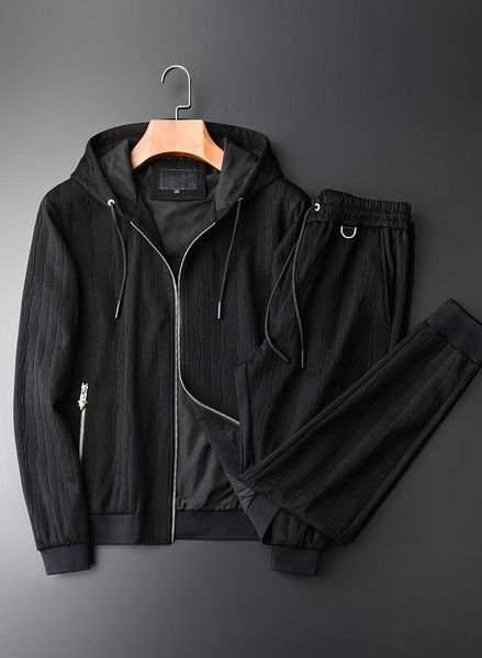 

men's hoodies & sweatshirts mens suits add thick black hooded male sets with autumn fashion solid color slim fit man pants