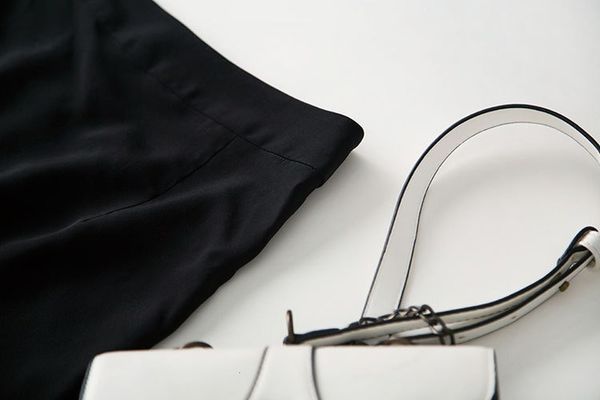 

skirt fishtail summer 2021 silk slim irregular long solid color skirt women, Black