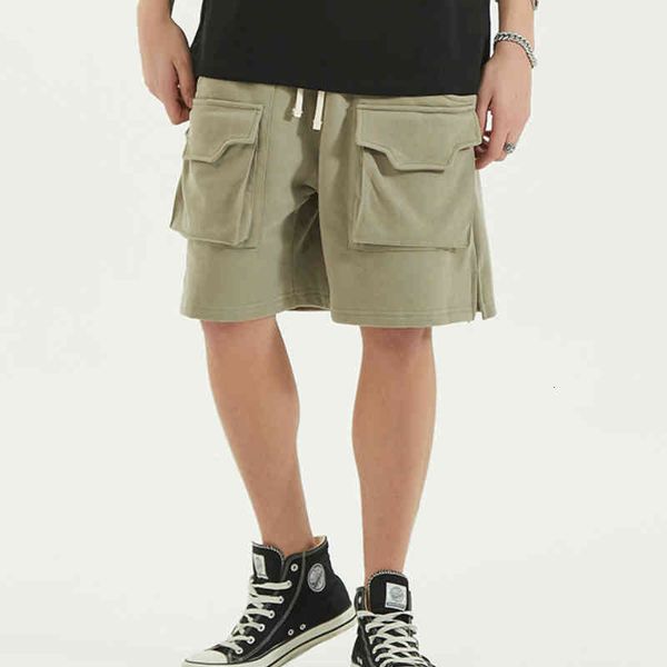 

shorts large pocket cotton sweat shorts elastic waist terry jogger five pockets styling, White;black