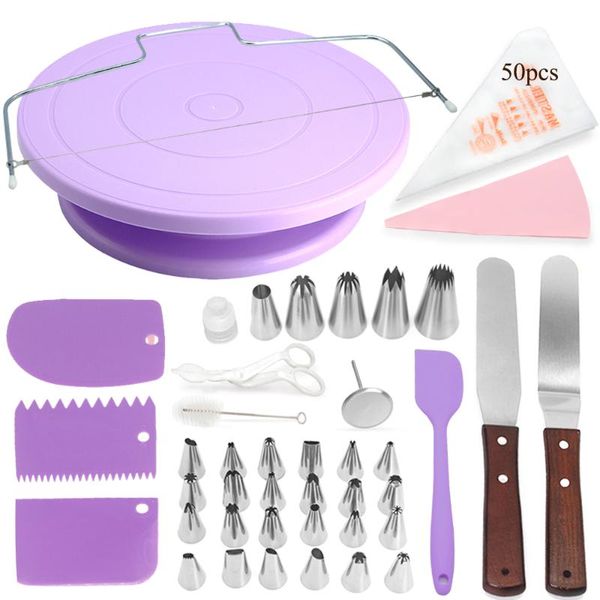 

baking & pastry tools cake stand turntable rotating base plastic dough knife decorating 10 inch cream cakes set rotary tool