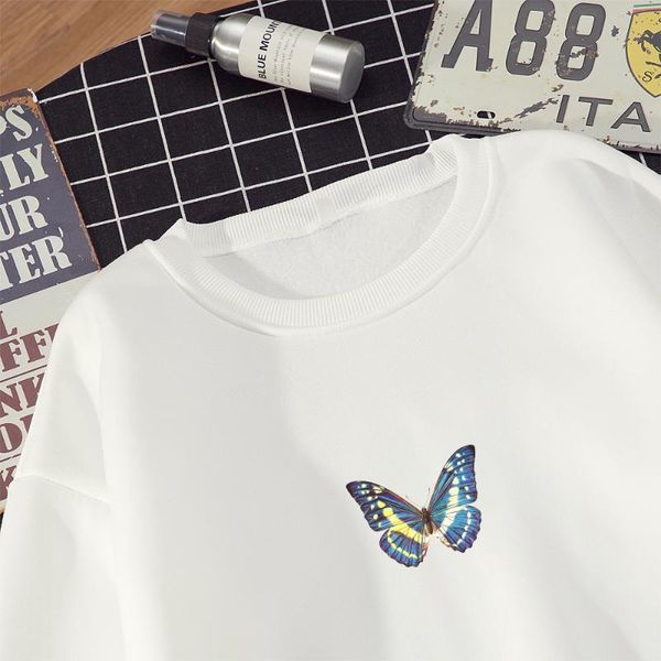 

women's hoodies & sweatshirts harajuku butterfly print pullover sweatshirt women aesthetic crewneck autumn womens clothing long sleeve, Black