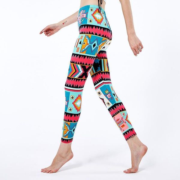 

geometric printed comfortable elastic women leggings fitness cotton pants high waist autumn fashion plus size xxl bottom, Black