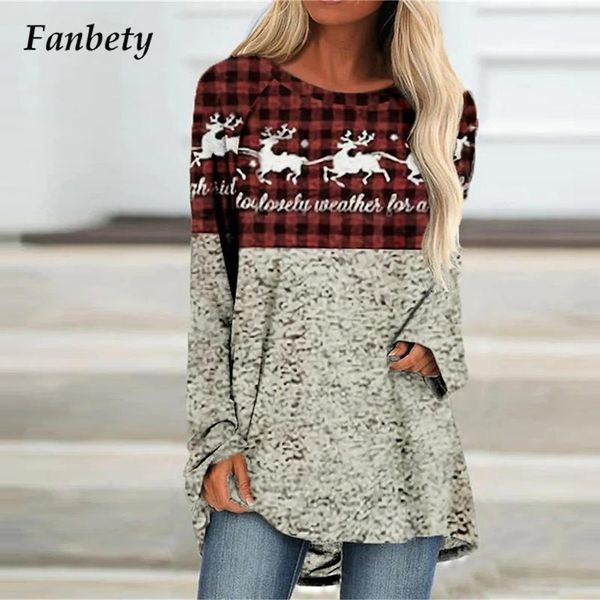 

women's blouses & shirts christmas harajuku elk printed loose elegant women o-neck fashion pullover spring long sleeve streetwear, White