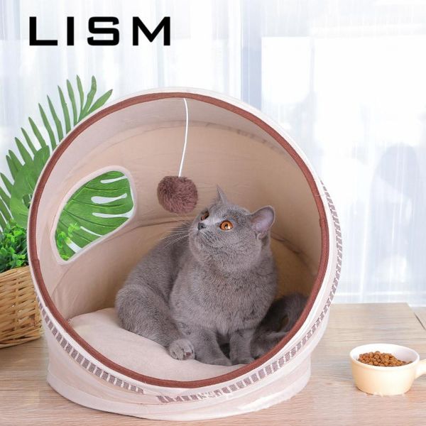

kennels & pens cat bed house tunnel for small medium cats comfortable soft cotton material pet with playing hang ball toys