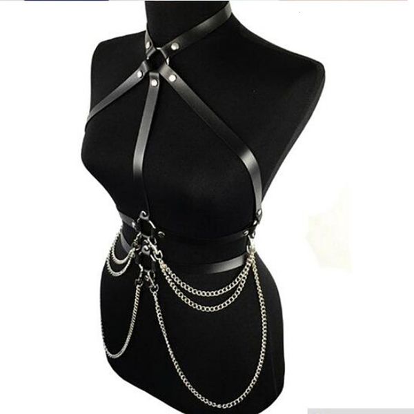 

sq22 body bra metal chain tassel bikini vest back with sling, Black;white