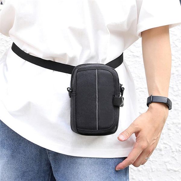 

fashion purse phone pouch men waist bag casual solid portable male travel zipper shoulder crossbody bags for