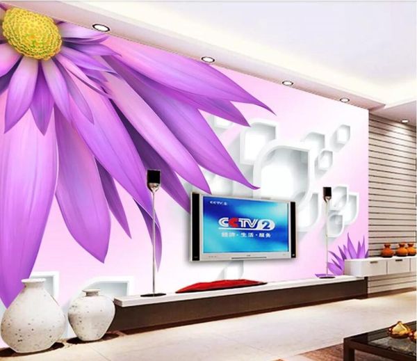 

wallpapers cjsir custom wallpaper mural purple flowers 3d stereo tv background wall papers home decoration papel de parede infantil