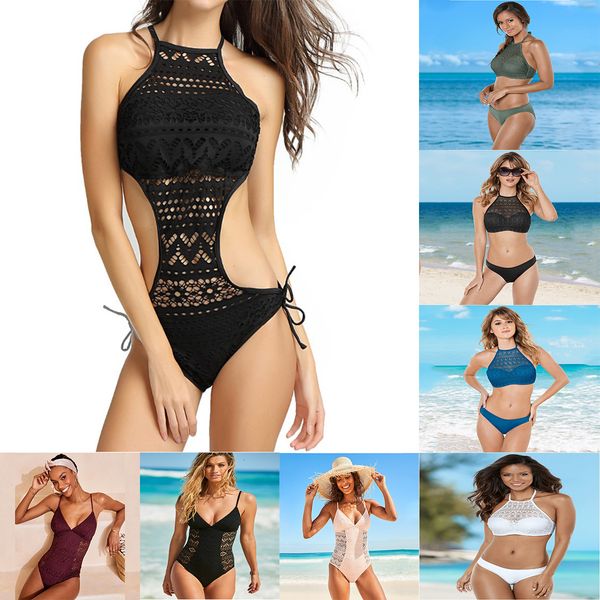 

cut out lace bikini swimsuit, Red;black