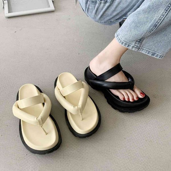 

slippers sandlias romanas femininas, chinelos de vero, bolo esponja, fundo grosso, sandlias casuais e cor slida, 2021 yoqz, Black
