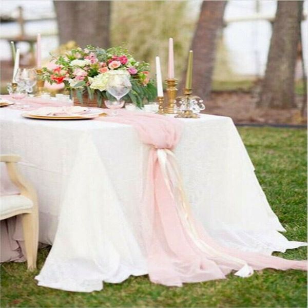 

table skirt 30x305cm wedding white chiffon decoration banquet chair