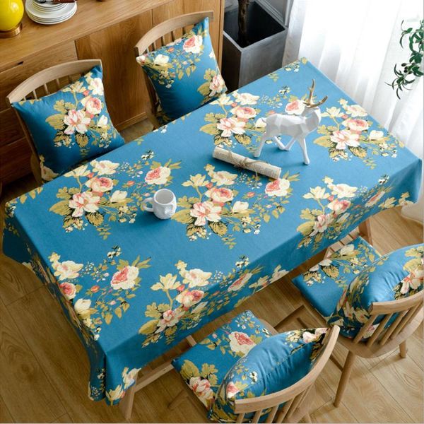 

peony flower table cloth home dining rectangular desk fabric