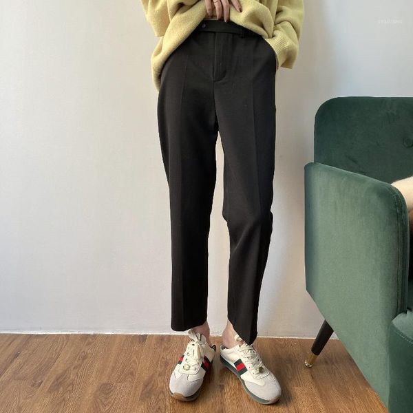 

women's pants & capris 2021 spring/autumn korean suit women loose harron high waist ankle-length straight casual female, Black;white