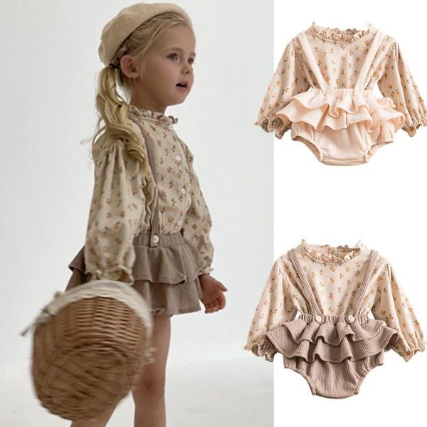 

clothing sets baby girls clothes set kids bodysuits strap romper infant born spring winter outfits casual suits, White