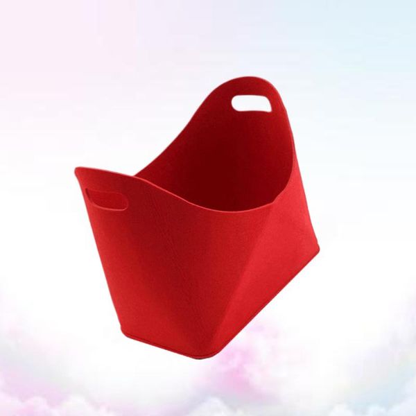 

laundry bags foldable hamper felt basket portable bin storage (red)