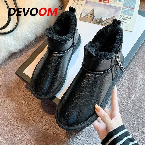 

boots fashion chunky ankle ladies 2021 femmes bottes warm fur snow flat rubber shoes for girls women size 44 botas mujer, Black