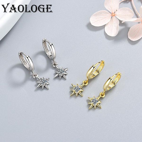 

dangle & chandelier yaologe wonderful charming star rhinestone earrings for women fashion korean short round ear buckle jewelry, Silver